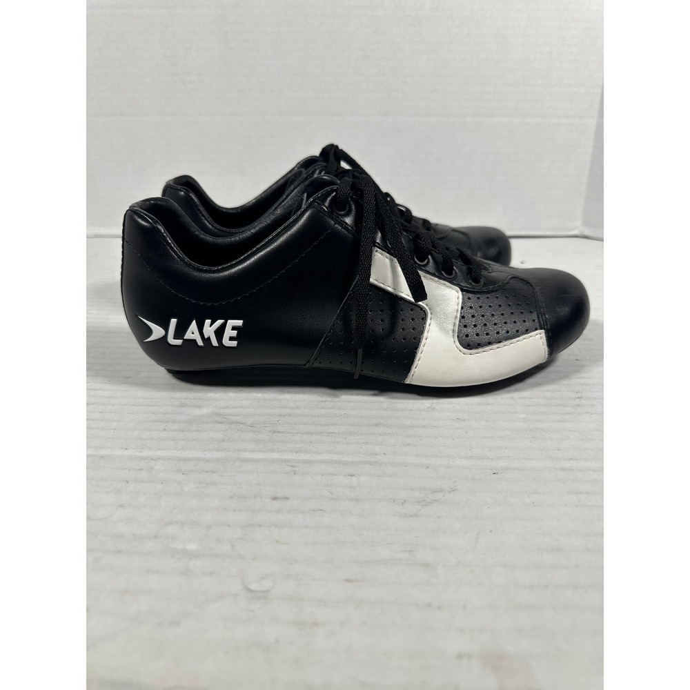 Lake CX1C Carbon Road Mens Cycling Shoes Black White Road Bike Lace Up US 9 EU43